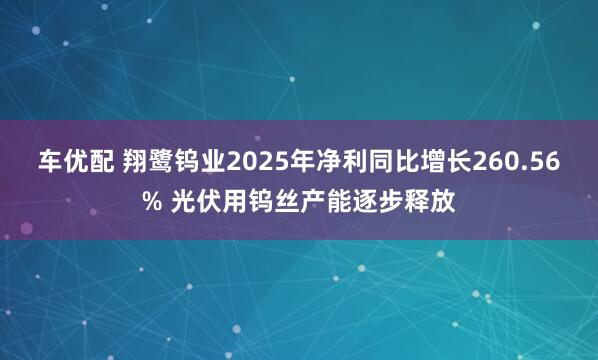 车优配 翔鹭钨业2025年净利同比增长260.56% 光伏用钨丝产能逐步释放