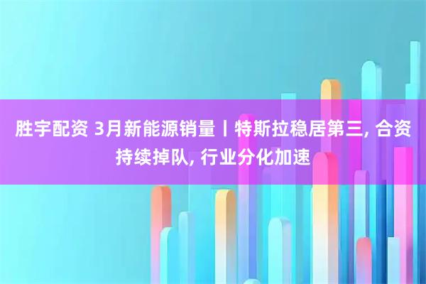 胜宇配资 3月新能源销量丨特斯拉稳居第三, 合资持续掉队, 行业分化加速